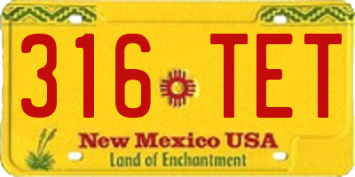 NM license plate 316TET