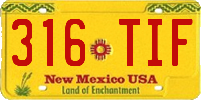 NM license plate 316TIF