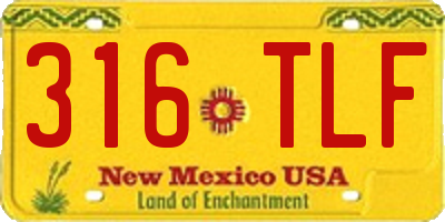 NM license plate 316TLF