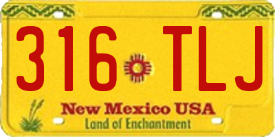 NM license plate 316TLJ