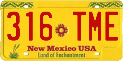 NM license plate 316TME