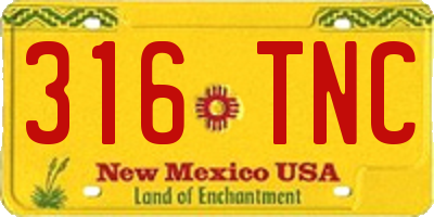 NM license plate 316TNC