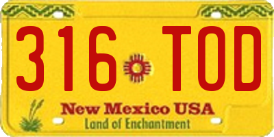 NM license plate 316TOD