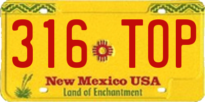 NM license plate 316TOP