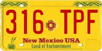 NM license plate 316TPF