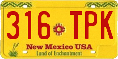 NM license plate 316TPK