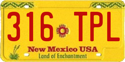 NM license plate 316TPL