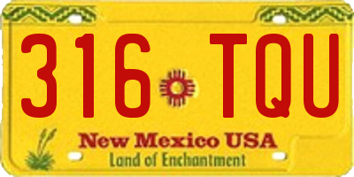 NM license plate 316TQU