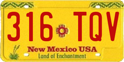 NM license plate 316TQV