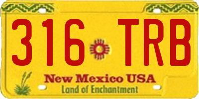 NM license plate 316TRB