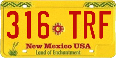 NM license plate 316TRF