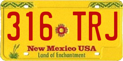 NM license plate 316TRJ