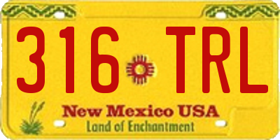 NM license plate 316TRL