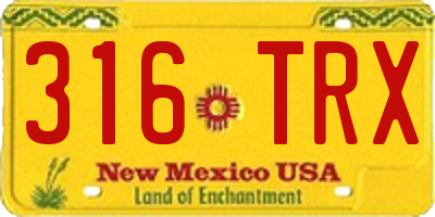 NM license plate 316TRX