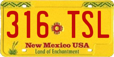 NM license plate 316TSL