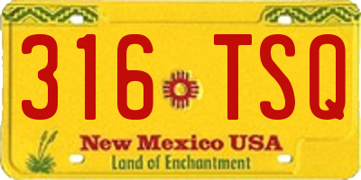 NM license plate 316TSQ