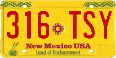 NM license plate 316TSY