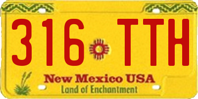 NM license plate 316TTH
