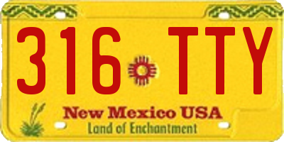 NM license plate 316TTY