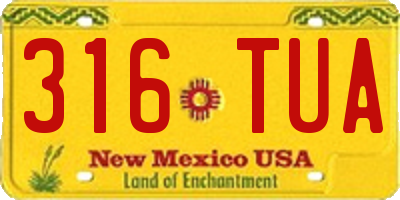 NM license plate 316TUA