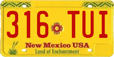 NM license plate 316TUI