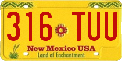 NM license plate 316TUU