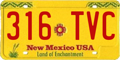 NM license plate 316TVC