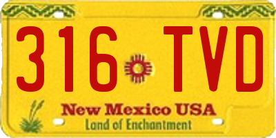 NM license plate 316TVD