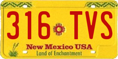 NM license plate 316TVS