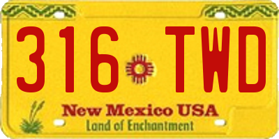 NM license plate 316TWD