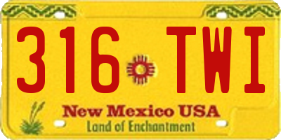 NM license plate 316TWI
