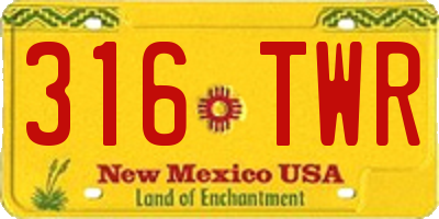 NM license plate 316TWR