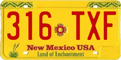 NM license plate 316TXF