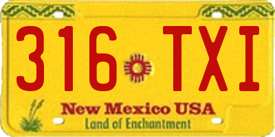 NM license plate 316TXI