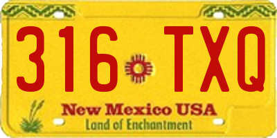NM license plate 316TXQ