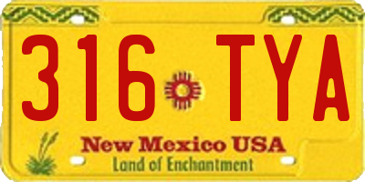 NM license plate 316TYA