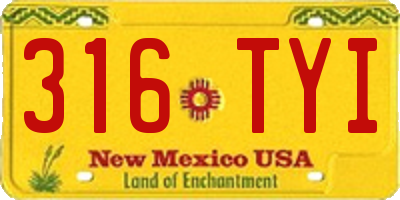 NM license plate 316TYI