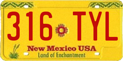 NM license plate 316TYL
