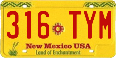 NM license plate 316TYM