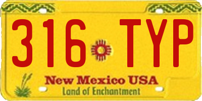 NM license plate 316TYP