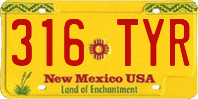 NM license plate 316TYR
