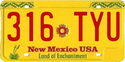 NM license plate 316TYU