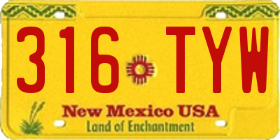NM license plate 316TYW