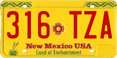 NM license plate 316TZA