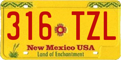 NM license plate 316TZL