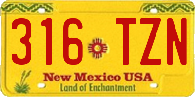 NM license plate 316TZN