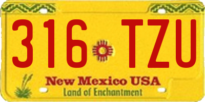 NM license plate 316TZU