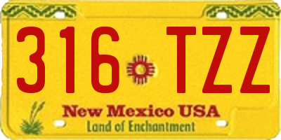 NM license plate 316TZZ