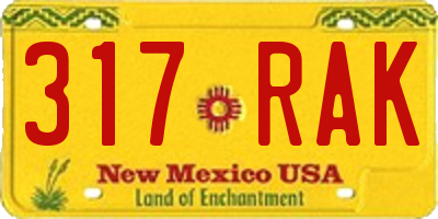 NM license plate 317RAK