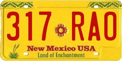 NM license plate 317RAO